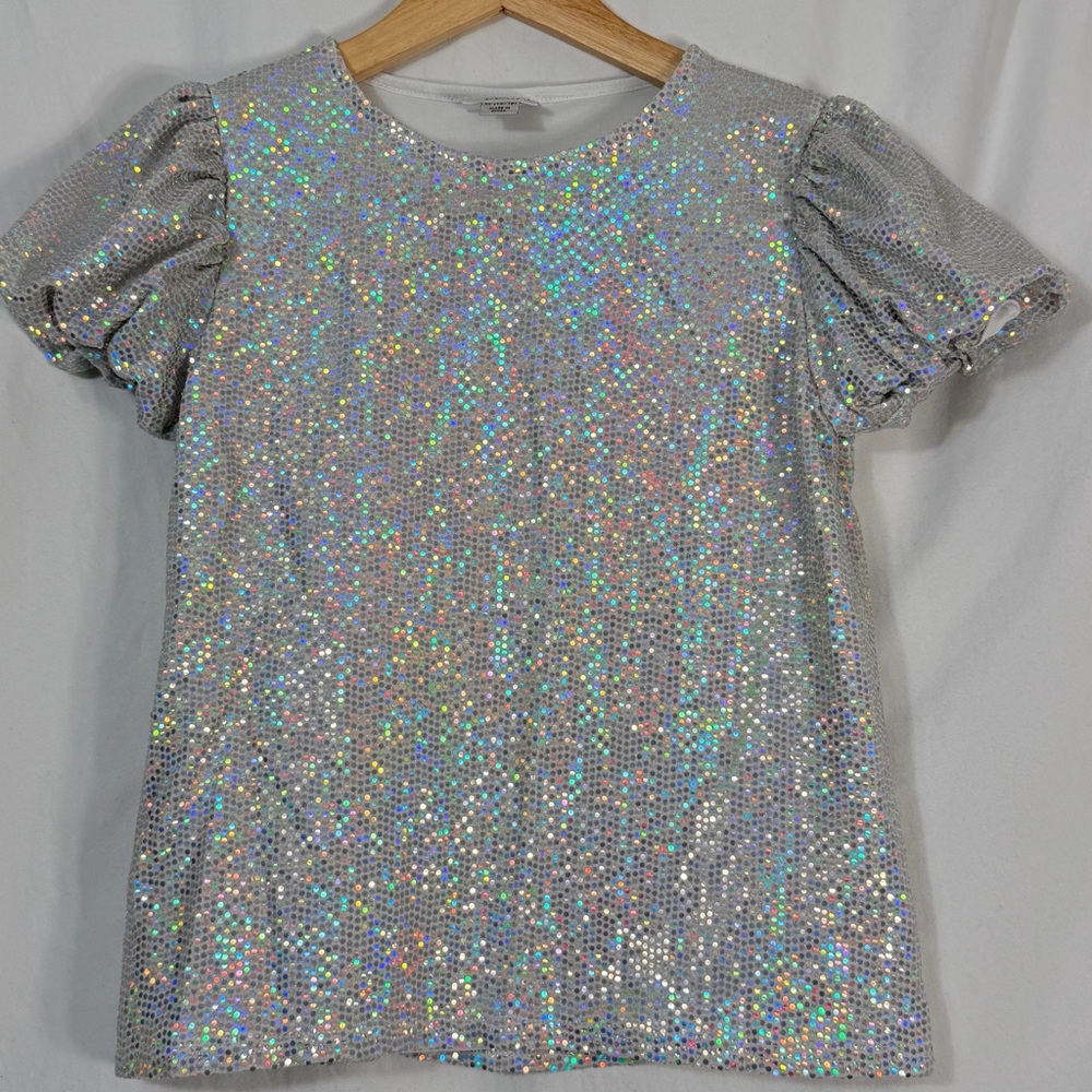 Sparkling Silver Kids' Sequin Blouse